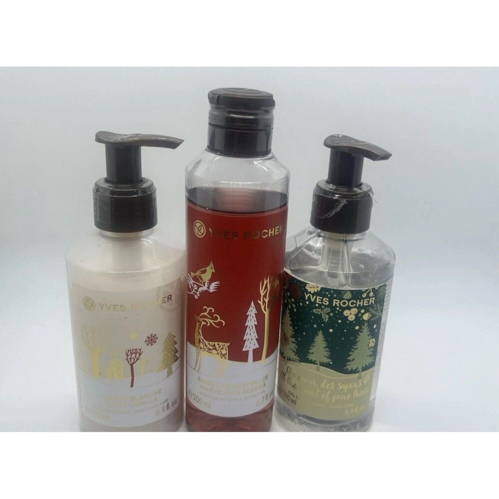 Yves Rocher Marvelous Berries Shower Gel,White Vanilla&Heart Pine Tree Hand Soap